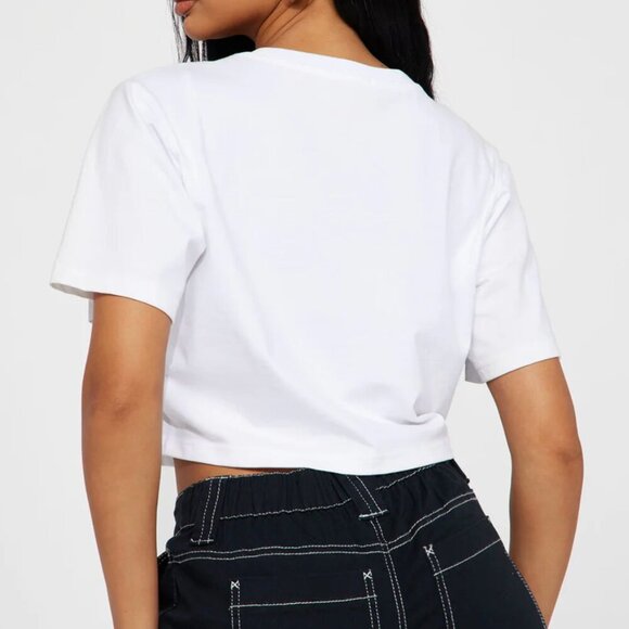 Fashion Nova Elisa Relaxed Crop Tee White S - Picture 2 of 8